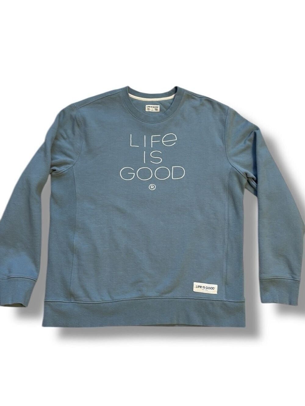 Life Is Good Men’s Sweatshirt Crew Neck Dusty Blue Size L